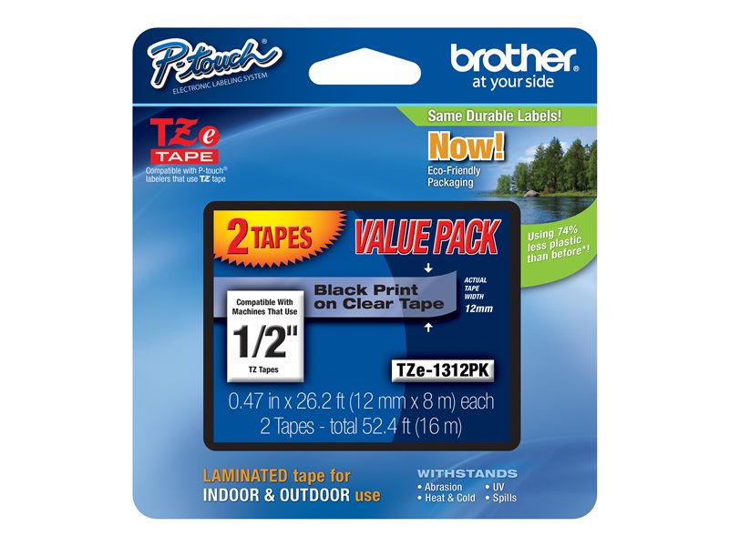 BROTHER+1%2F2%26quot%3B+TZE+TAPES+2PK+12MM+BLACK+ON+CLEAR