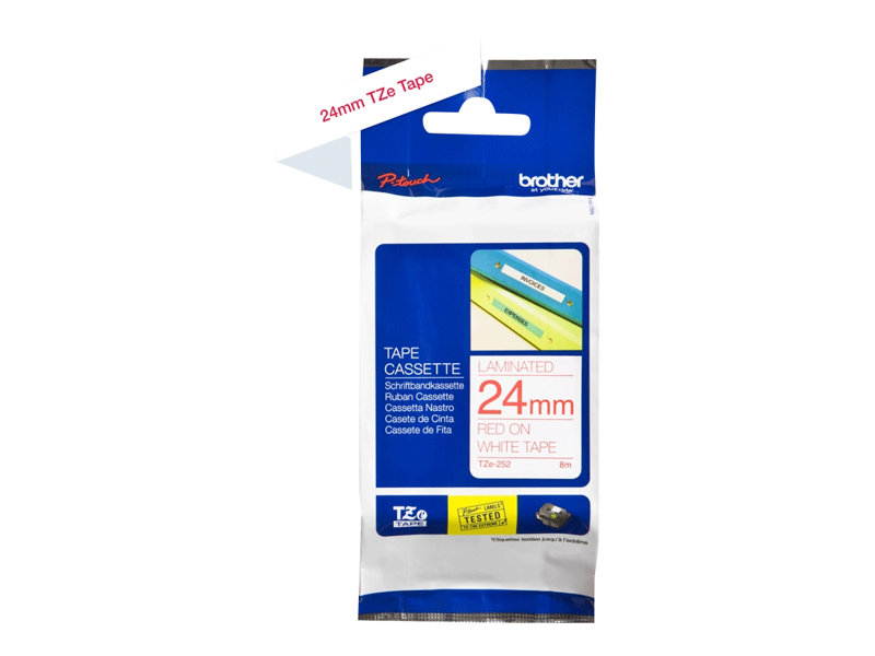 BROTHER+1%26quot%3B+TZE+TAPE+24MM+RED+ON+WHITE