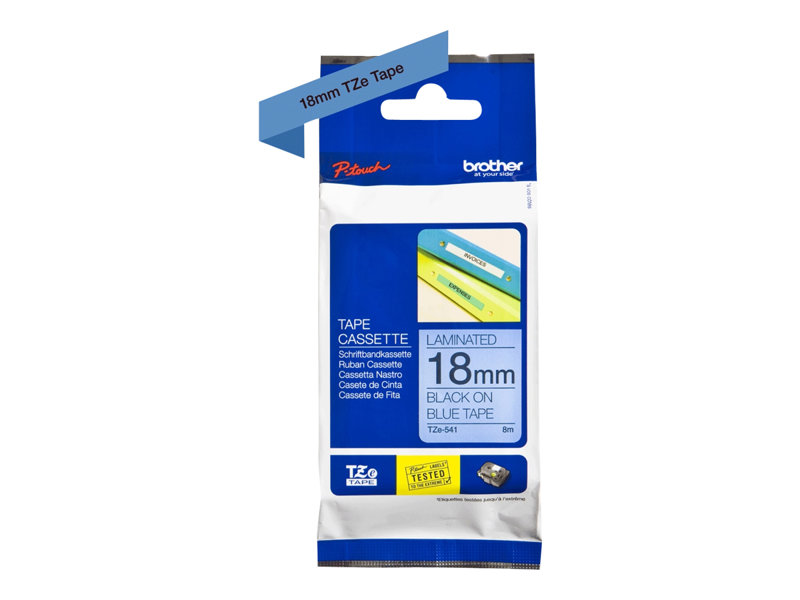 BROTHER+TZE541+BLACK+PRINT+ON+BLUE+LABEL+TAPE+-+0.7+IN.+X+26.2+FT+%2818MM+X+8M%29+-