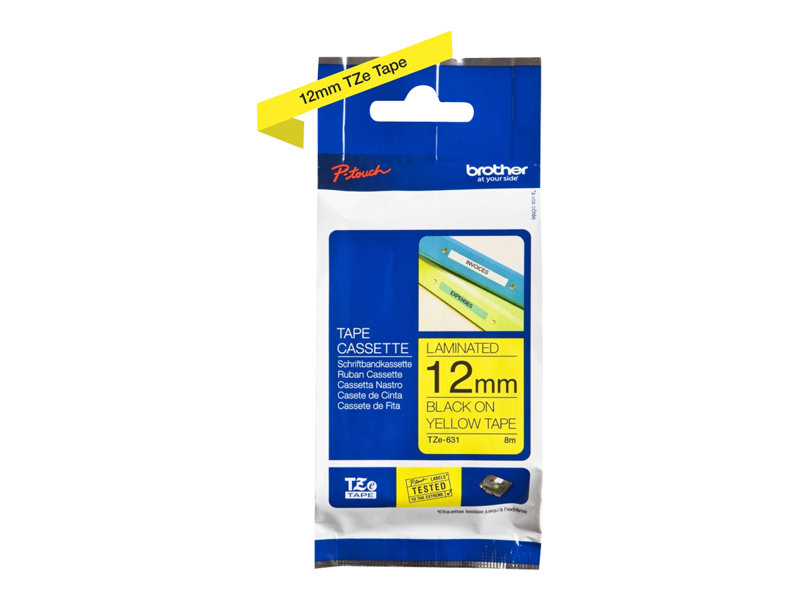 Brother+1%2F2+Tze+Tape+12MM+Black+On+Yellow