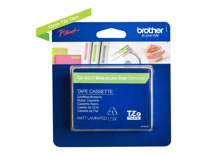 BROTHER+1%2F2%26quot%3B+TZE+TAPE+12MM+WHITE+ON+LIME+GREEN
