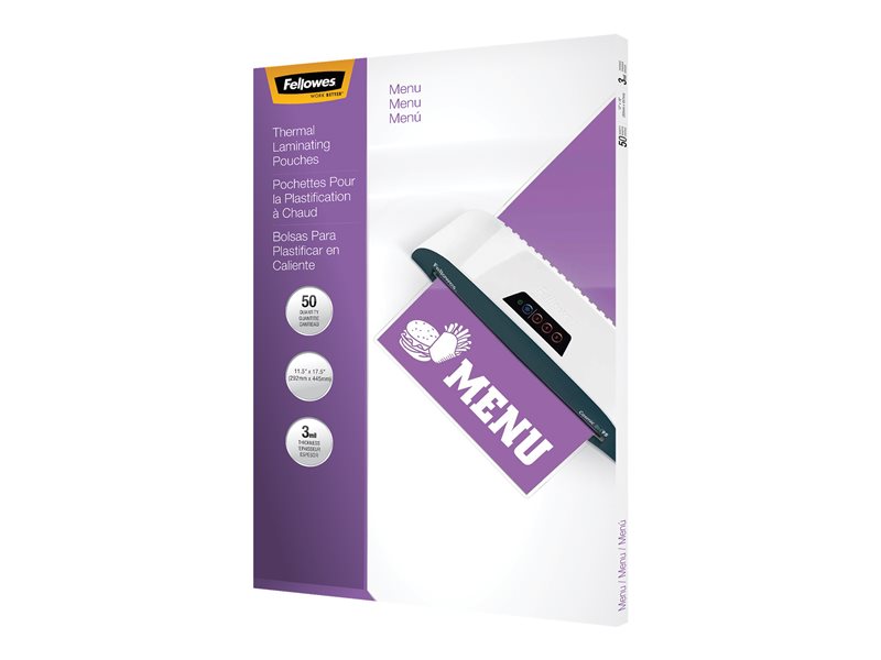 FELLOWES+52011+LAMINATE+500CT+3MIL+MENU+SIZE